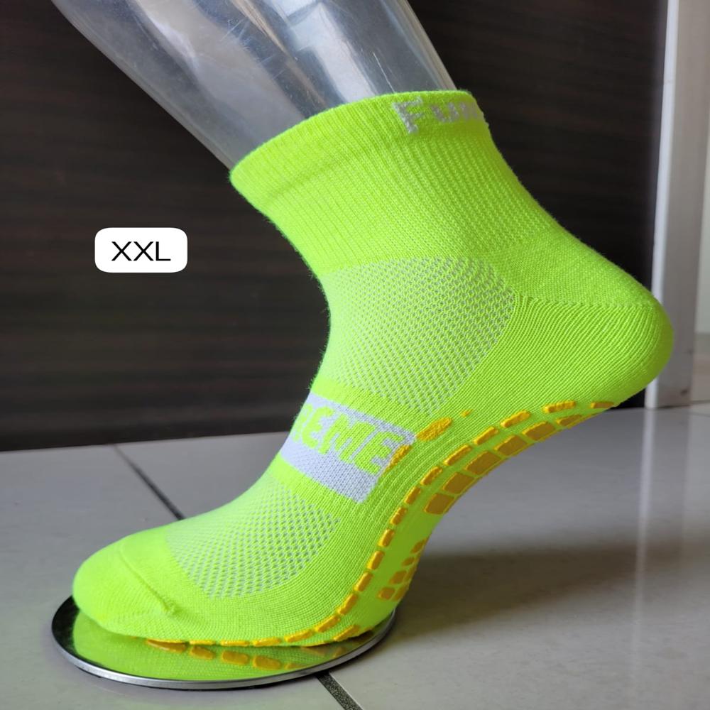 Trampoline Grip Socks - Poly Cotton Blend, Xxl Size, Neon Green | Anti-slip Silicone Grips, Soft & Breathable Fabric, Cushioned Sole