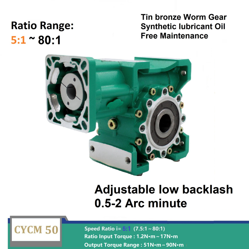 CHENYUE CYCM50 Ultra-Precision Worm Drive Gearbox   8 to 15 Arc Minute Accuracy, High Torque Precision Worm Gear, Compact & Durable Design
