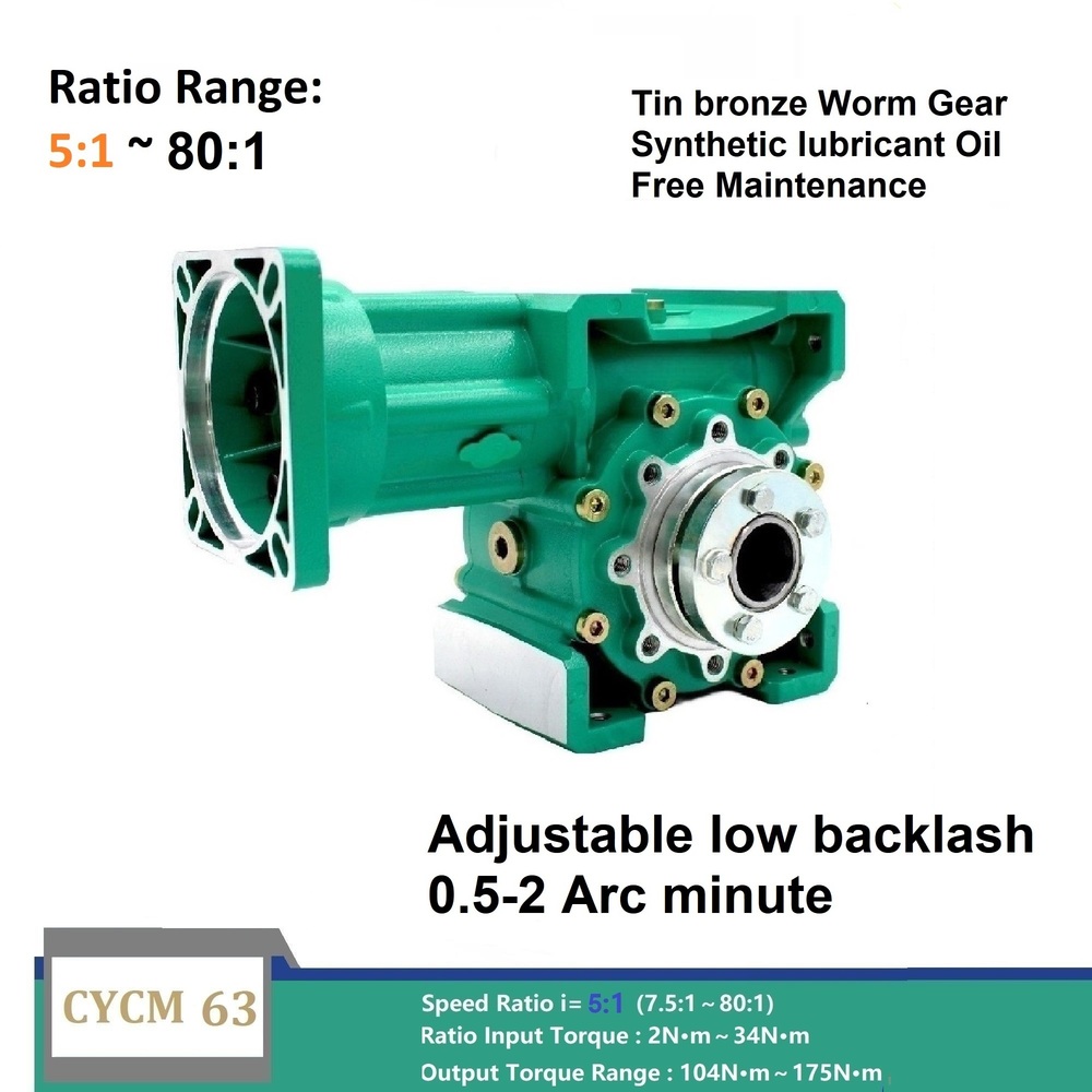 Steel Cycm63 High Precision 0.5-2 Arc Minute Worm Gearbox