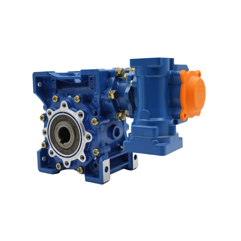 Blue Chenyue Double-Stage Worm Gear Reducer Cyvf40 + Cyrw63 Speed Ratio From 300:1To8000:1 Customizable