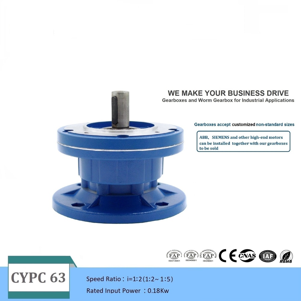 Blue Chenyue High Torque Big Output Hole Worm Gearbox Cypc63 Input11Mmoutput14Mm Non-Integral Speed Ratio From 2:1 To 5:1 Free Maintenance