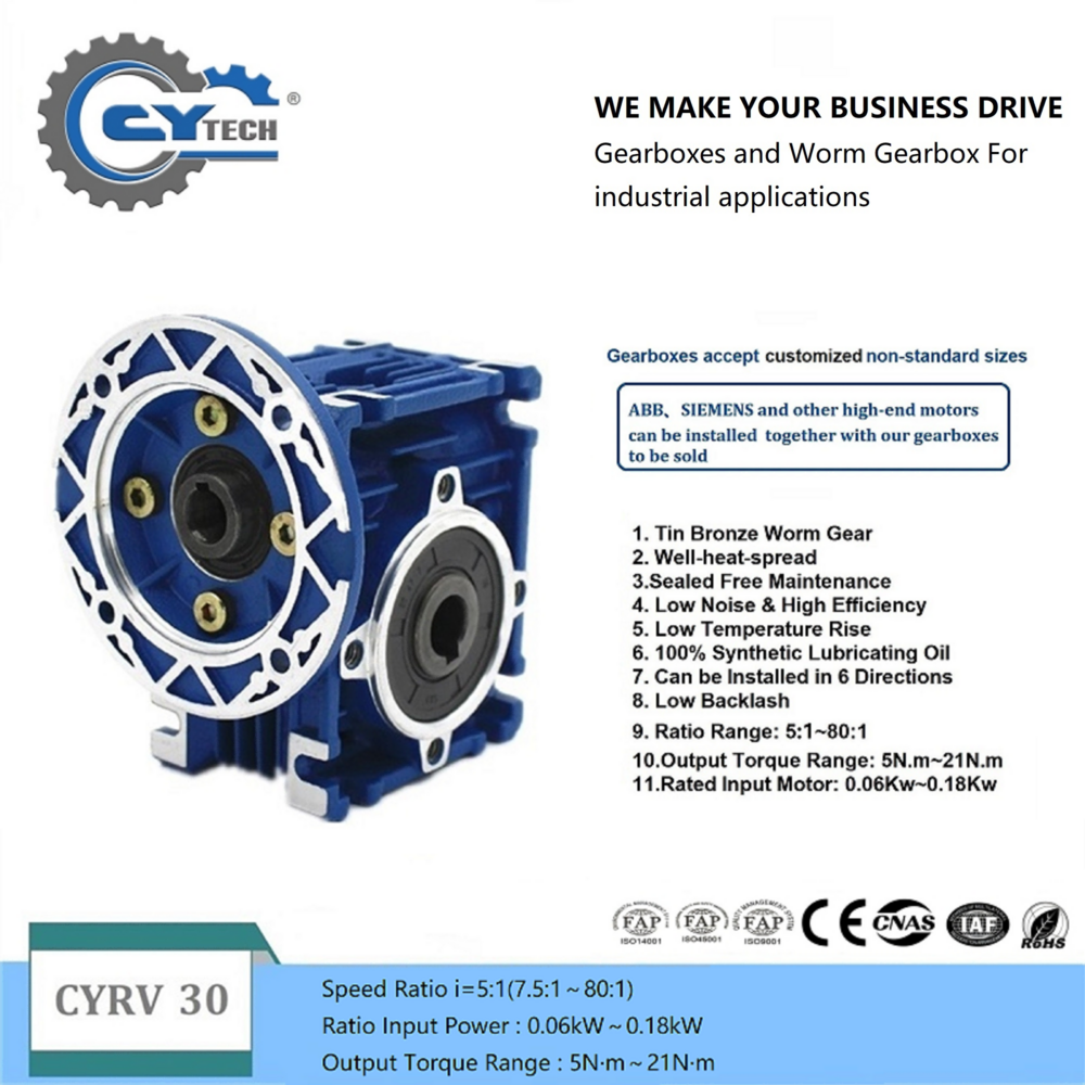 Chenyue High Torque Worm Gearbox Nmrv 30 Cyrv30 Gearbox Input 9/11Mm Output 14Mm Speed Ratio From 5:1 To 80:1 Free Maintenance - Color: Blue