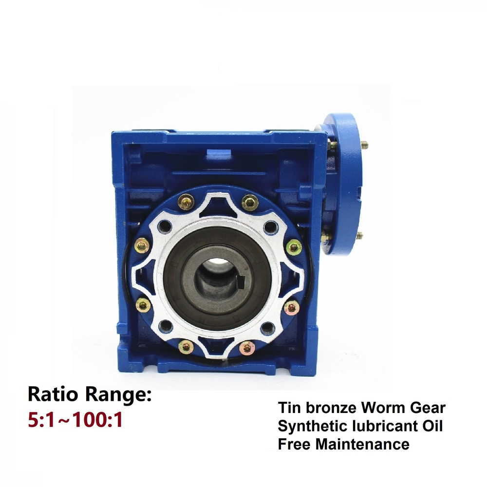 Chenyue Worm Gearbox Nmrv050 Input 14/11/19Mm Output 25Mm Speed Ratio From 5:1 To 100:1 Free Maintenance For Industrial Applications - Color: Blue
