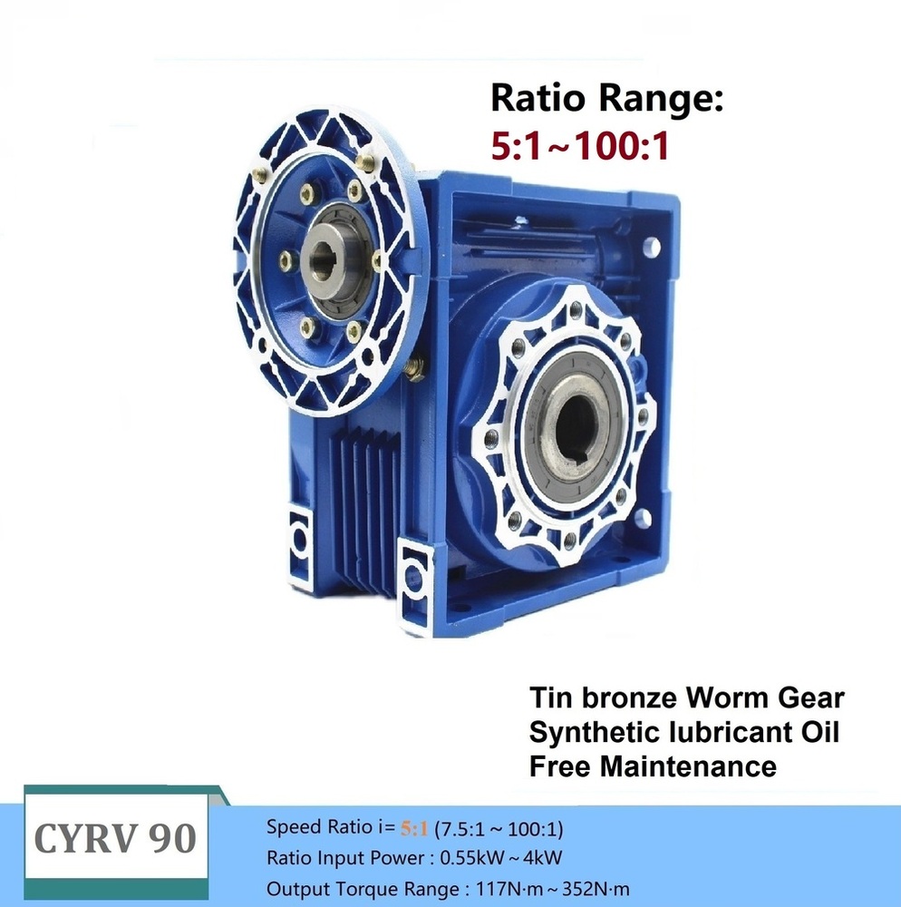 CHENYUE NMRV90 Worm Gearbox   Heavy Duty Worm Gear Reducer Gearboxes, Input 19/22/24/28mm, Output 35mm, Speed Ratio 5:1 to 100:1, Free Maintenance