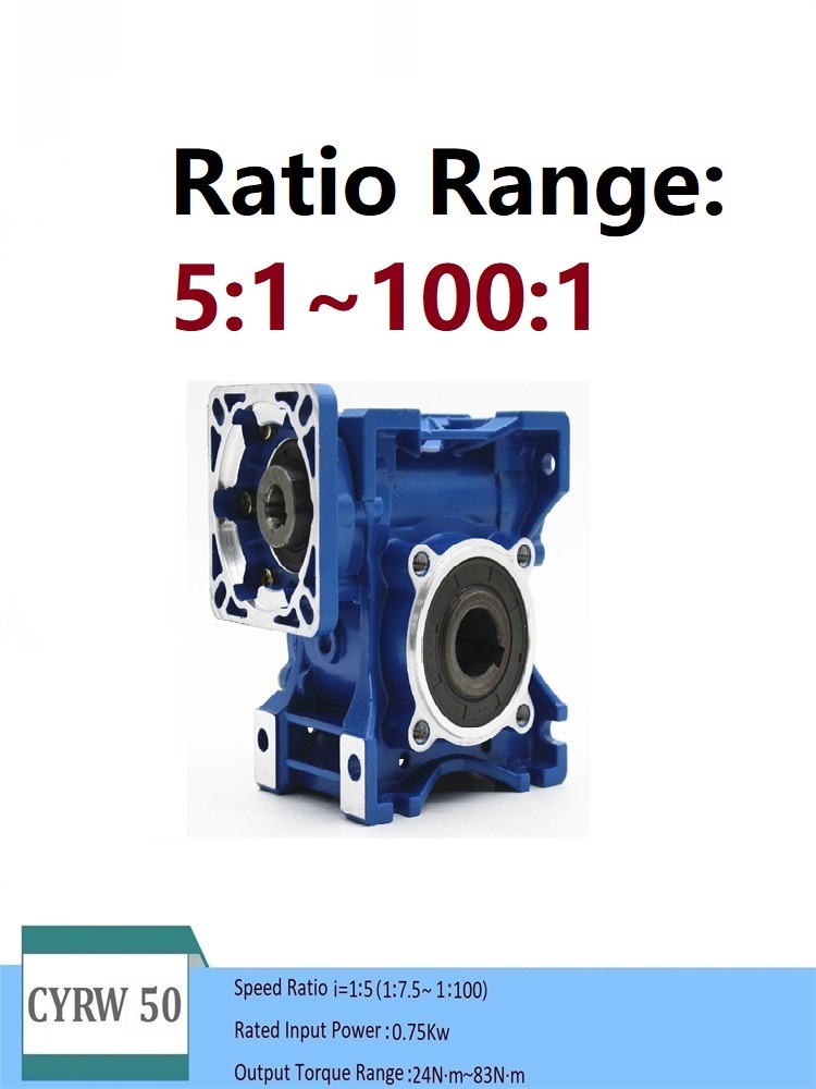 Blue Chenyue Worm Gearbox Nmrw 50 Cyrw50Input 14/11/19Mm Output 25Mm Speed Ratio From 5:1 To 100:1 Tin Bronze Worm Gear Free Maintenance
