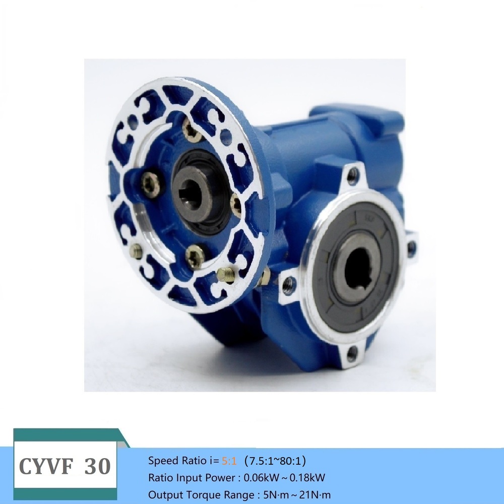 Blue Chenyue High Torque Worm Gearbox Nmvf 30 Cyvf30 Input 11/9Mm Output 14Mm Ratio 5-80 Tin Bronze Used Small Motor Free Maintenance
