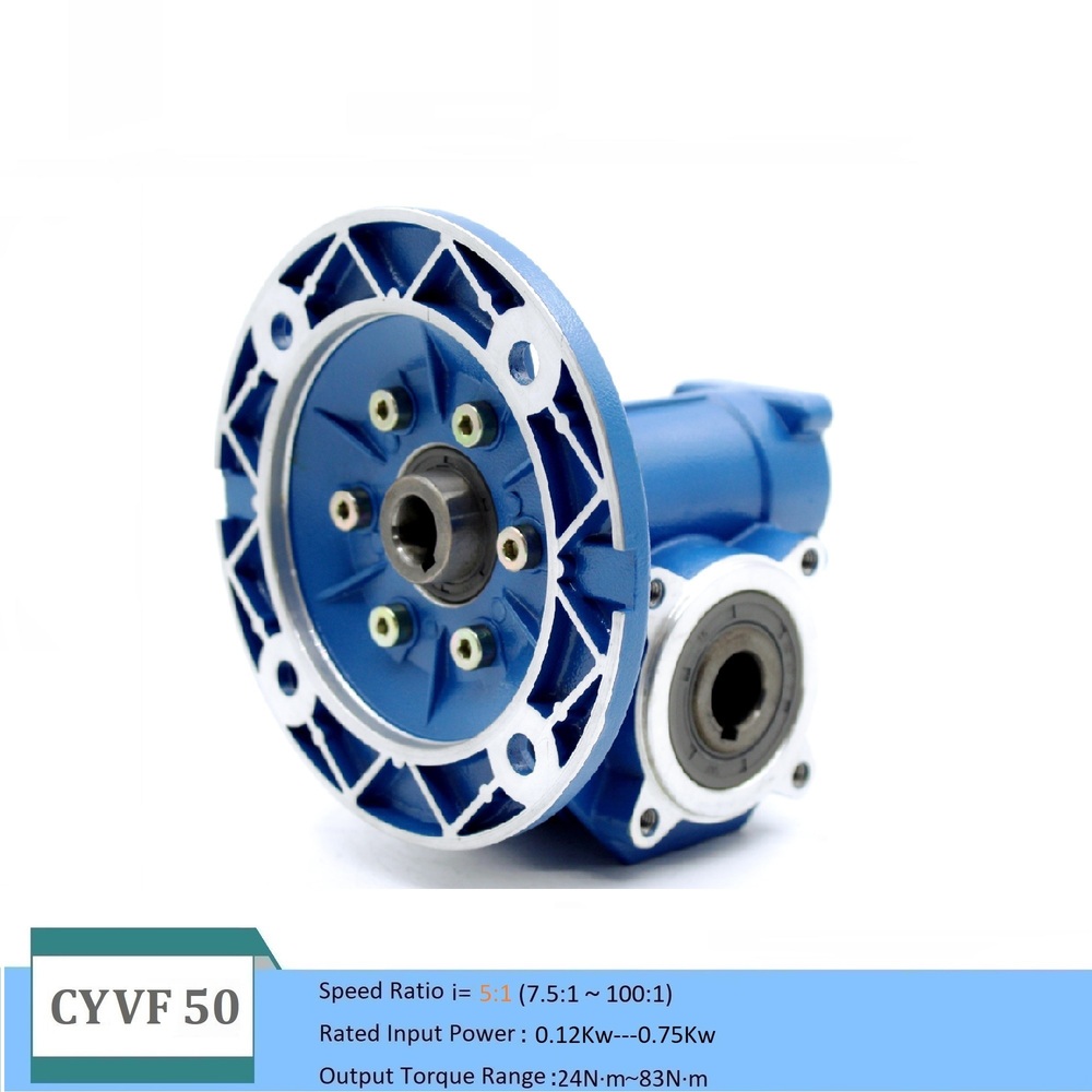 Blue Chenyue Big Torque Worm Gearbox Nmvf 50 Cyvf50 Input 14/11/19Mm Output 25Mm Speed Ratio From 5:1 To 100:1 Tin Bronze Worm Gear Free Maintenance