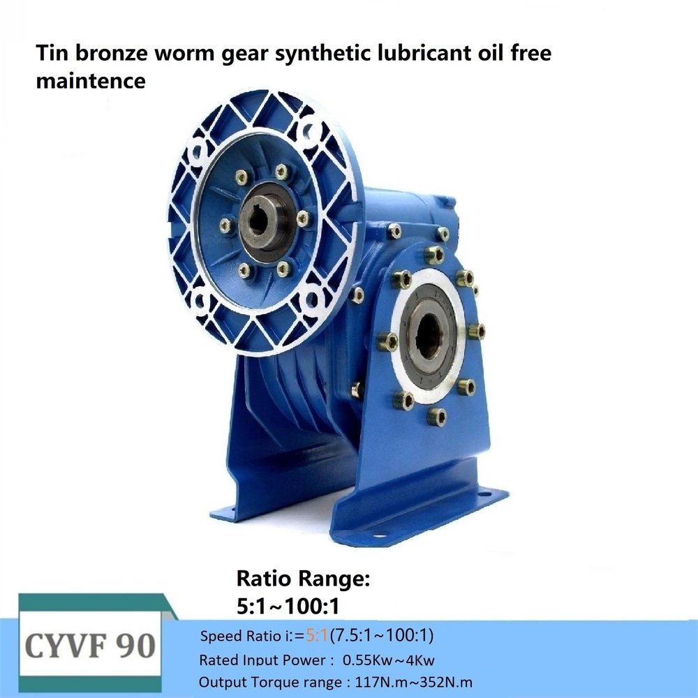 Blue Chenyue Worm Gear Reducer Nmvf 90 Input19/22/24/28Mm Output 35Mm Speed Ratio From 5:1 To 100:1 For Speed Reduction