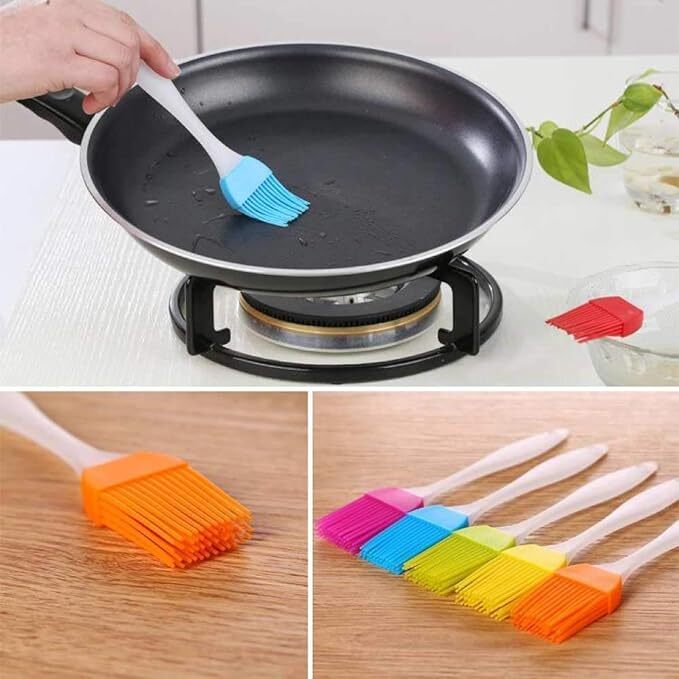 Mitsico Silicone Non-Sticky Spatula and Oil Brush Decoration Reusable Kitchen Set for Cooking & Cake Decoration(Multicolor)