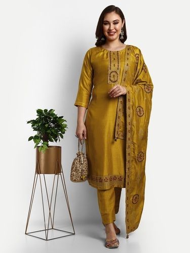 Mustard Silk Designer Salwar Suits