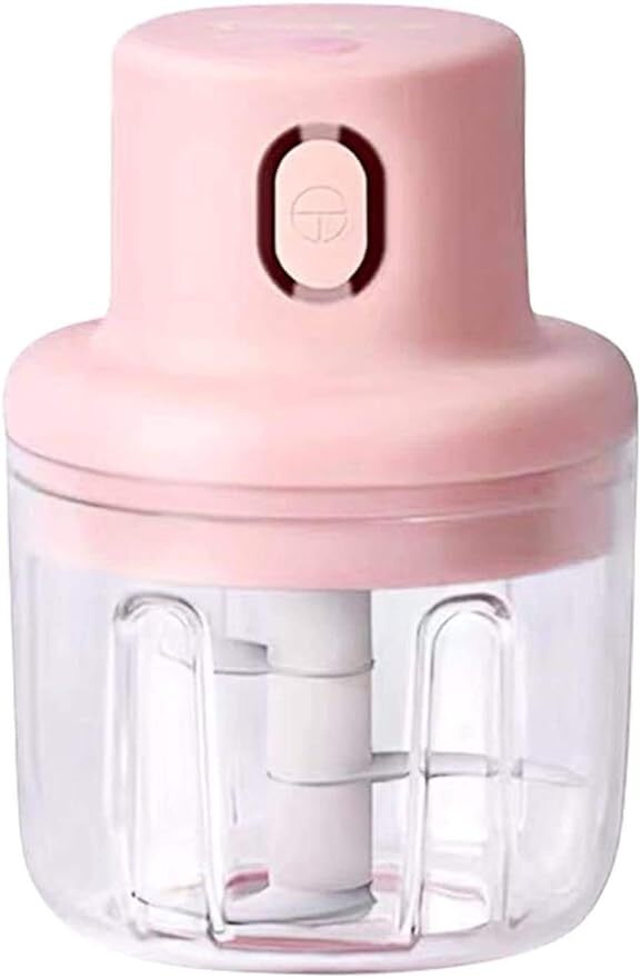 CALIST Electric Garlic Chopper, Wireless Portable Food Chopper USB Charging Port, 250ml Waterproof Food Processor, Rechargeable Mini Garlic Grinder for Chili Onion Vegetable Nuts Meat (Pink)