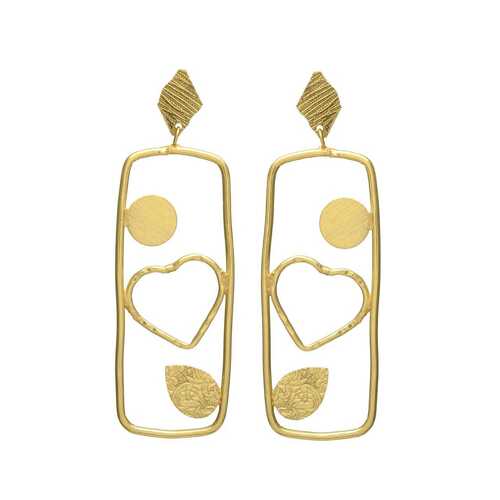 woman drop love and leaf earring