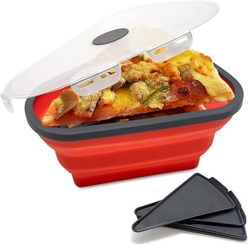 VIDORA Reusable Pizza Slice Storage Container with 5 Serving Trays - Triangle Expandable Leftover Pizza Storage Container with Lid, Pizza Pack Container for Home Travel Picnic Use (Multicolor)