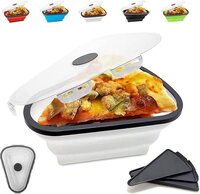 VIDORA Reusable Pizza Slice Storage Container with 5 Serving Trays - Triangle Expandable Leftover Pizza Storage Container with Lid, Pizza Pack Container for Home Travel Picnic Use (Multicolor)