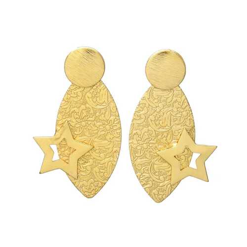 Golden Drop Start and Disc Earring