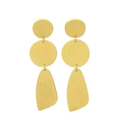 Golden disc drop earring