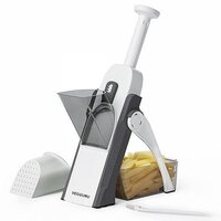 Mandoline Food Chopper - 16.1x14.9x34.9cm, White Plastic With Stainless Steel Blade, 907g Lightweight Design