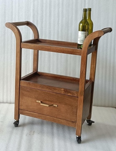 Wooden Trolley With Drawer - Assembly: No Assembly Required