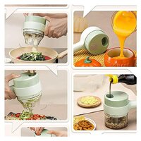 WBOOO 4 In 1 Handheld Electric Vegetable Cutter Set, Portable Mini Wireless Food Processor With Brush, Processor, Garlic Chopper for Pepper Chili Onion Celery Ginger Meat