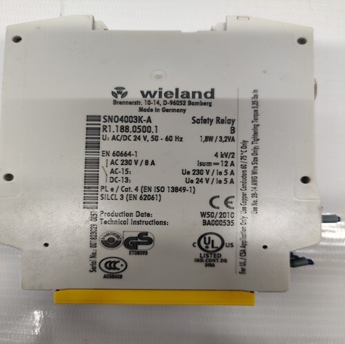 WIELAND SN04003K-A SAFETY SWITCH RELAY