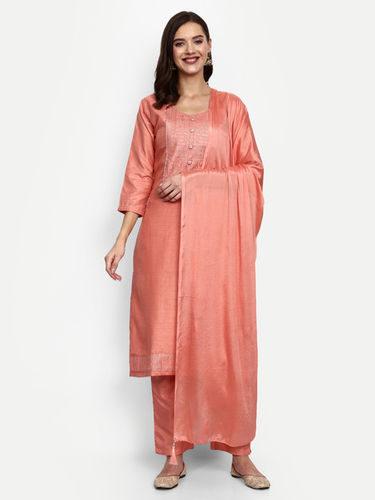 Peach Silk Designer Salwar Suits
