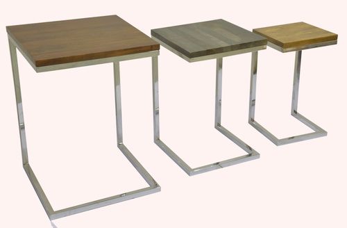 Set of 3 Wooden C Table