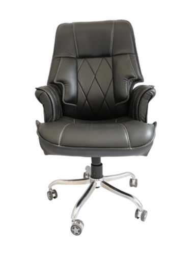 Adhunika High Back Boss Office Chair With Leather Seat (Black 28x23x49)