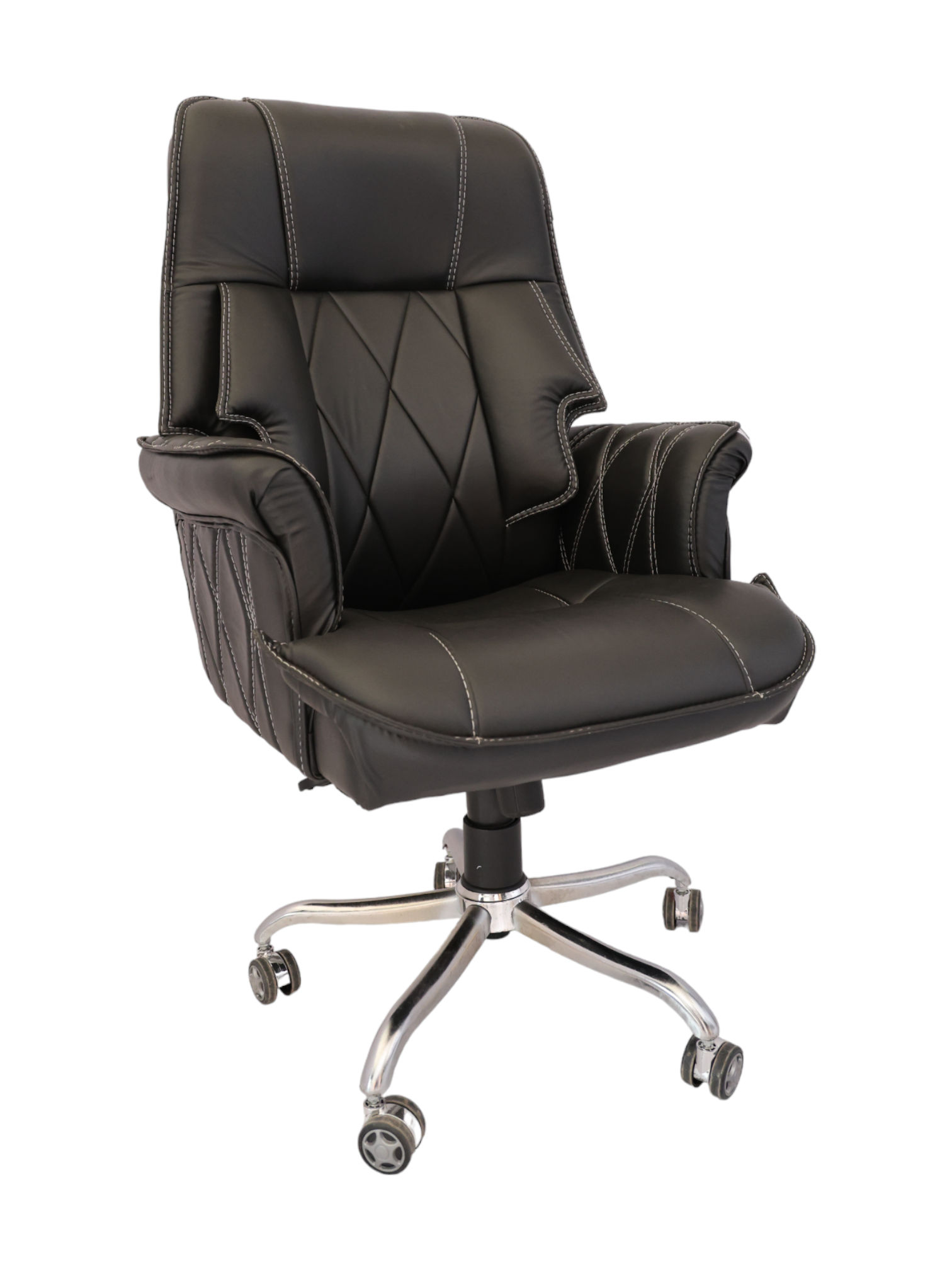 Adhunika High Back Boss Office Chair With Leather Seat (Black 28x23x49)
