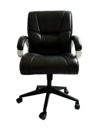 Adhunika Revolving Low Black Leather Office Boss Chair - Artwork: Handmade