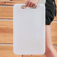 GENTRE Plastic Cutting Board - 40cm x 25cm, White PVC Material with Handle for Easy Cleaning, Ideal for All Food Types