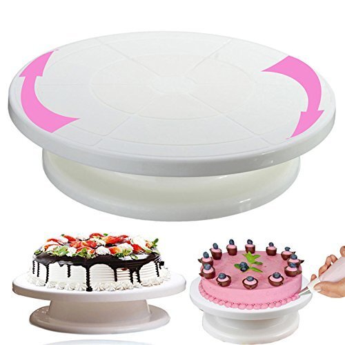 LABROS Cake Decorating Turntable Stand, Cake Turning Table, Cake Table | 360 Rotating, 28 cm, Plastic, White (Turn Table 01)