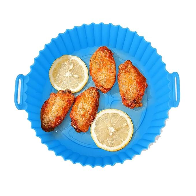 Mitsico 5.5 Inch Silicone Baking Tray With Handles Nonstick Reusable Air Fryer Basket