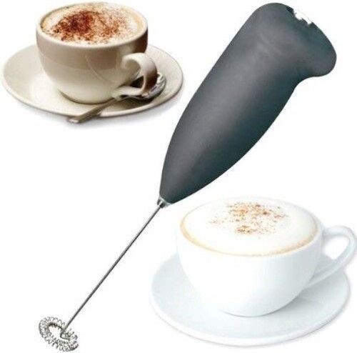 Mitsico Mini Coffee Milk Egg Beater Electric Foam Hand Blender Mixer Classic Sleek Design - Color: Black