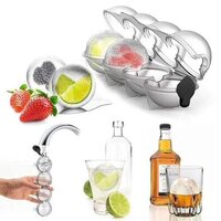 Black Olive 4 Ball Ice Molds - Pvc Plastic, 12l X 10w X 7h Cm , Multicolor | Flexible Transparent Ice Cube Tray For Cocktails, Juice, Parties