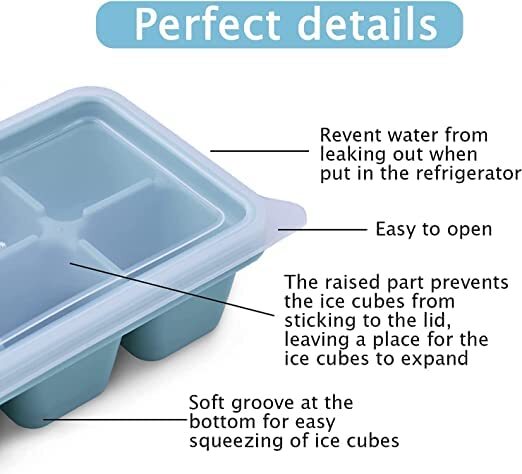 Anayu store (Pack of 3) Mini Ice Cube Trays with Lids, BPA Free Stackable and Reusable, Silicone Ice Cube Tray for Coffee, Bottom, BPA Free Stackable and Reusable.