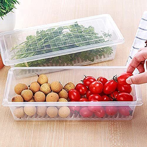 MR.SHOPPERS Food Storage Container with Removable Drain Plate and Lid 1500 ml Fridge Storage Box Stackable Plastic Freezer Storage Containers to Keep Fresh for Fish, Meat, Vegetables, Fruits