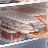 MR.SHOPPERS Food Storage Container with Removable Drain Plate and Lid 1500 ml Fridge Storage Box Stackable Plastic Freezer Storage Containers to Keep Fresh for Fish, Meat, Vegetables, Fruits