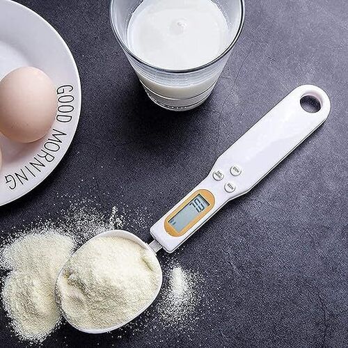 CHESHTA Kitchen Food Digital Spoon Scale with LCD Display - 1.1lb/500g(0.1g) - Kitchen Tools Accessories Weight Measuring Food-Coffee-Flour-Spices 23 X 5 X 3 (White, Plastic)