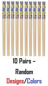 Nimbose 10 Pairs Natural Wooden Round Bamboo Reusable Chopsticks, Size 23 cms (20 Piece, Bamboo)