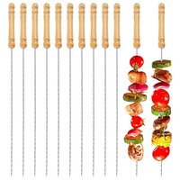 R Runilex Skewers Sticks with Wooden Handle for BBQ Grill, 12 inch,12 Pcs Tandoor Barbeque Grill BBQ Needle