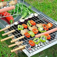 R Runilex Skewers Sticks with Wooden Handle for BBQ Grill, 12 inch,12 Pcs Tandoor Barbeque Grill BBQ Needle