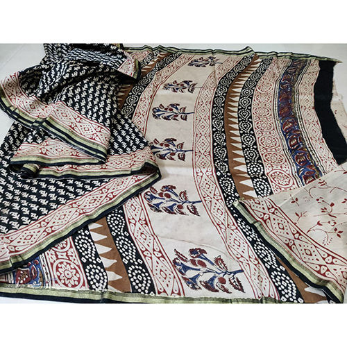 Traditional Ajrakh Print chandheri sarees