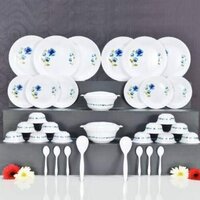 Karm Creation Dinner Set Of 36 Pcs - Metal, 24 X 24 X 4 Cm, Multicolor | Includes 6 Big Plats, 12 Small Bowls, 6 Table Spoons & 2 Lids