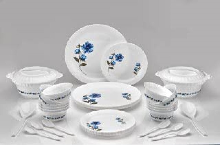 KARM CREATION Dinner Set of 36 psc Exclusive Plastic Printed Round Dinner Set. 6 Big PLATS, 6 Small PLATS, 12 Small Bowl,6 Table Spoon,2 Big Spoon, 2 Big Bowl with 2 LID Multi Color