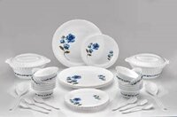 KARM CREATION Dinner Set of 36 psc Exclusive Plastic Printed Round Dinner Set. 6 Big PLATS, 6 Small PLATS, 12 Small Bowl,6 Table Spoon,2 Big Spoon, 2 Big Bowl with 2 LID Multi Color