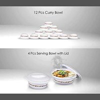 KARM CREATION Dinner Set of 36 psc Exclusive Plastic Printed Round Dinner Set. 6 Big PLATS, 6 Small PLATS, 12 Small Bowl,6 Table Spoon,2 Big Spoon, 2 Big Bowl with 2 LID Multi Color