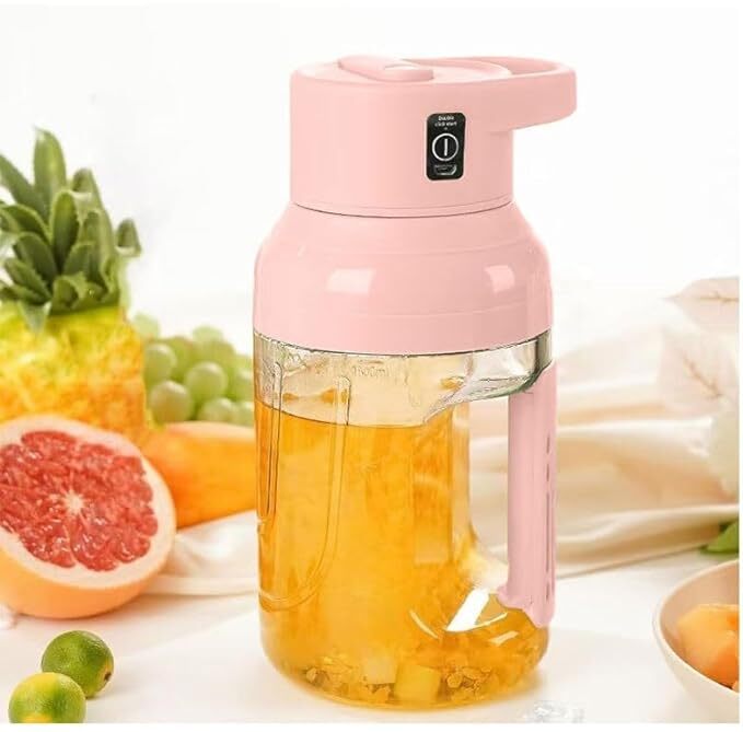 Sisliya Personal Citrus Juicer Cup 50.73oz 1500 ml Handheld Outdoor Sports Travel USB Rechargeable Smoothie Maker with 8 Pellet Heating Rods (PINK)