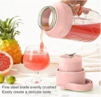 Sisliya Personal Citrus Juicer Cup 50.73oz 1500 ml Handheld Outdoor Sports Travel USB Rechargeable Smoothie Maker with 8 Pellet Heating Rods (PINK)