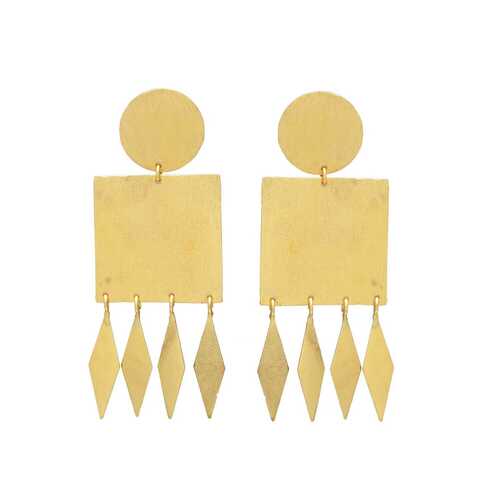 round and square drop earring