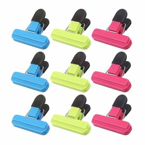 Food Bag Clips for Food Storage Set of 9 Food Clips Kitchen Storage Clip Seal Clips,Sturdy,Airtight,Reusable 3 Colours Convenient for keeping food fresh - Ideal for Home, Kitchen,Travel,Camping